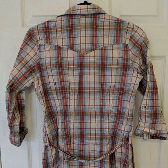 Fang Plaid Long with Tie and 3/4 sleeve Medium - Picture 4 of 6